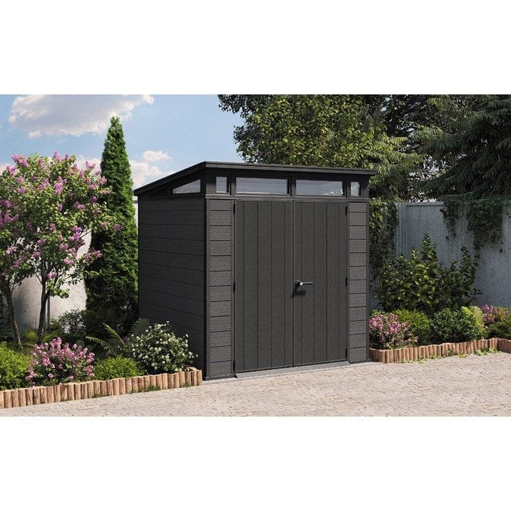 Keter Artisan 7x7 ft Pent Grey Plastic 2 door Shed with floor & 1 window - Image 5