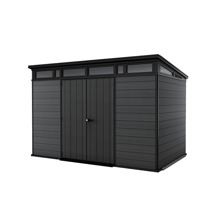 Keter Artisan 7x11 ft Pent Dark-Grey Plastic 2 door Shed with floor & 1 window