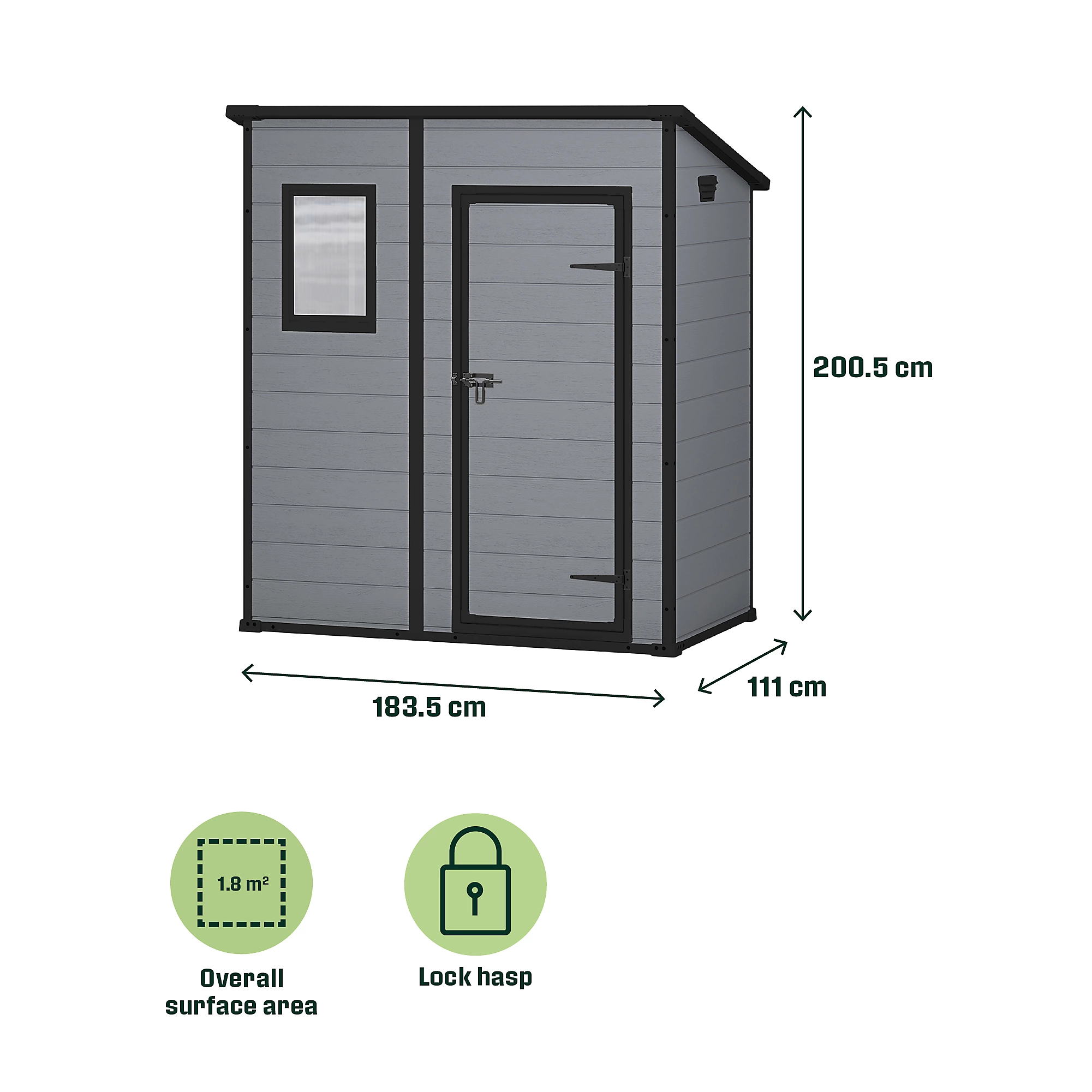 Klikstrom Senner 6x4 ft Pent Grey Shed with floor & 1 window - Image 3