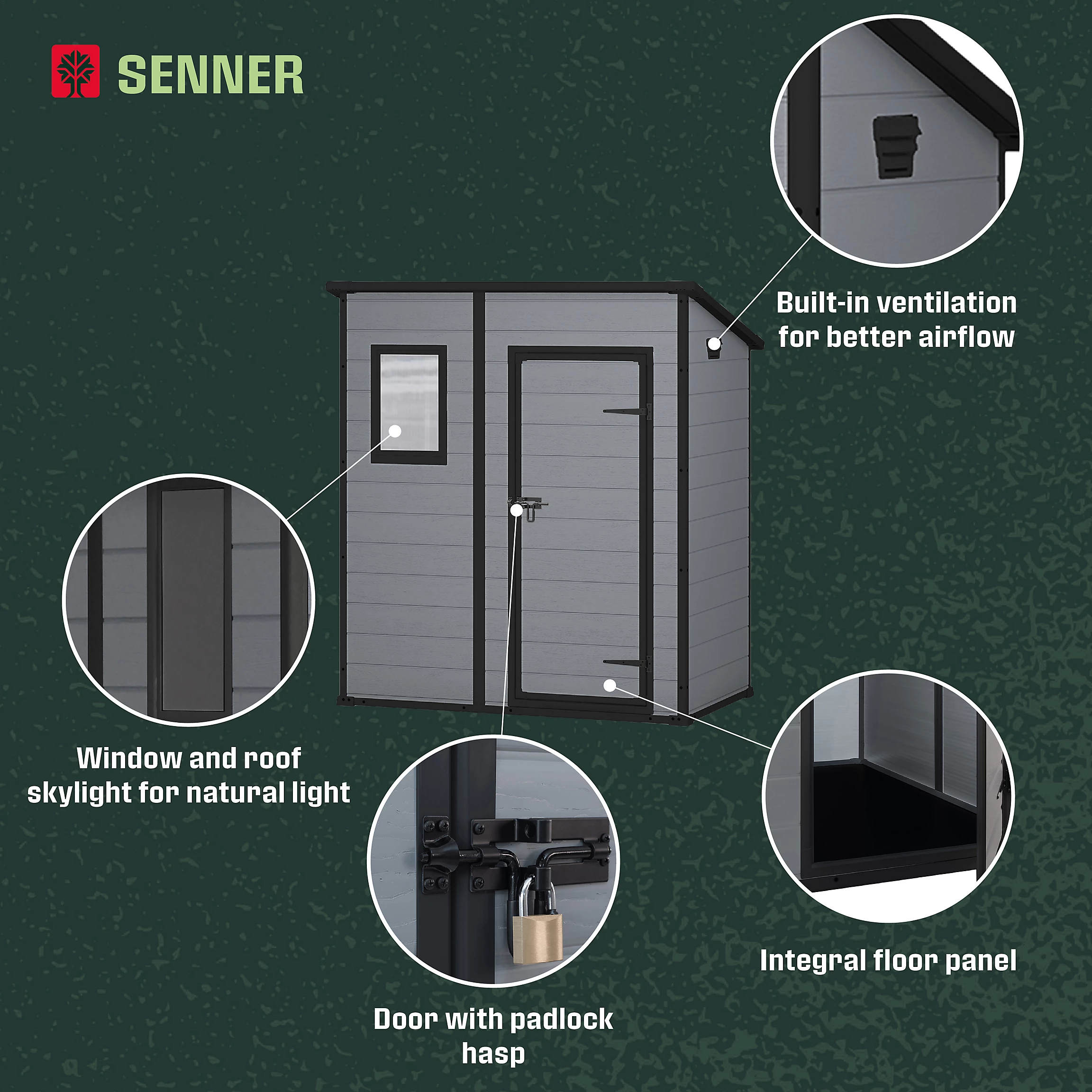 Klikstrom Senner 6x4 ft Pent Grey Shed with floor & 1 window - Image 7