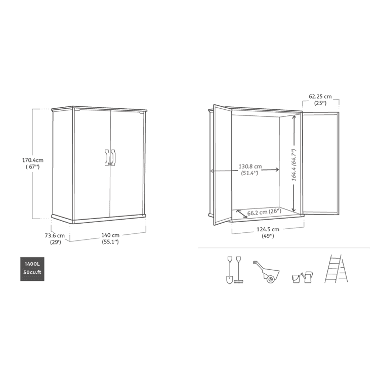 Keter Premier tall Grey 1400L Garden storage 4x2 ft 1704mm 1400mm - Image 7