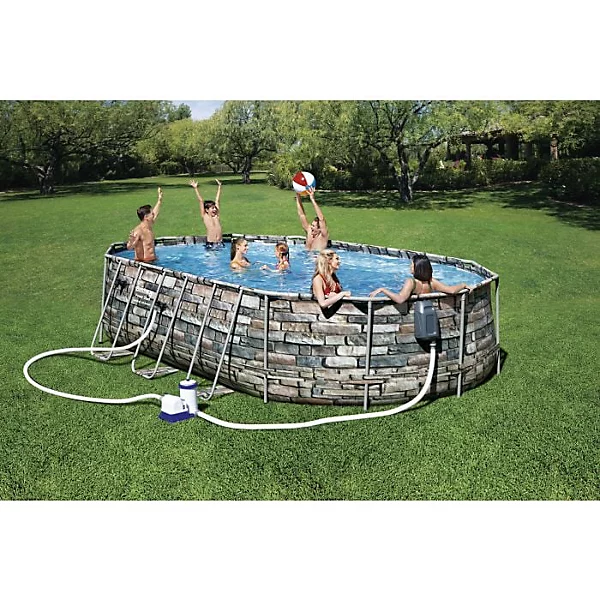 Bestway Power Steel Comfort Jet Series 20ft x 12ft x 48in Oval Pool Set - Image 2