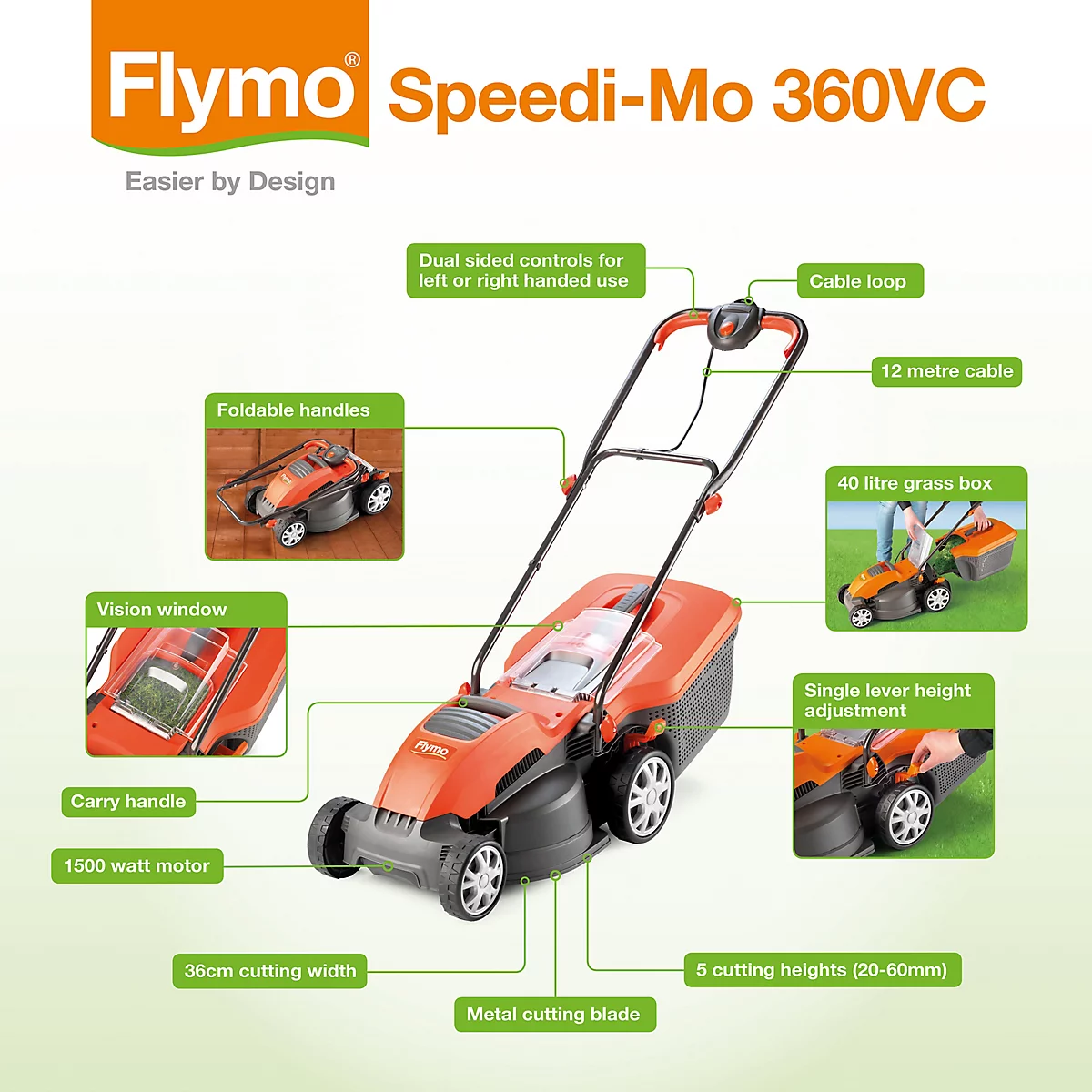 Flymo Speedi-Mo Corded Rotary Lawnmower - Image 7