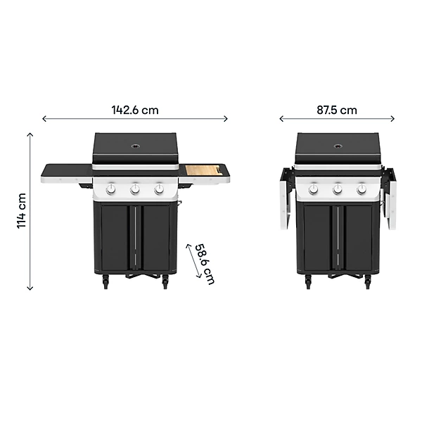 GoodHome Attaia Black 3 burner Gas BBQ - Image 9